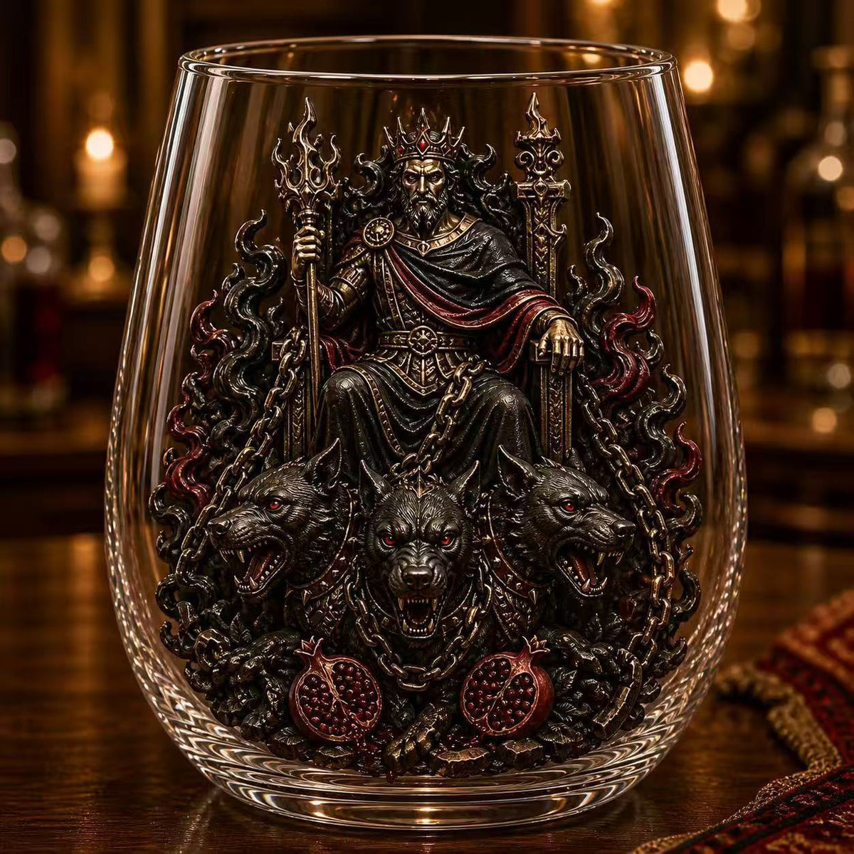 Mythology-Inspired Whiskey Glass for Collector Displays