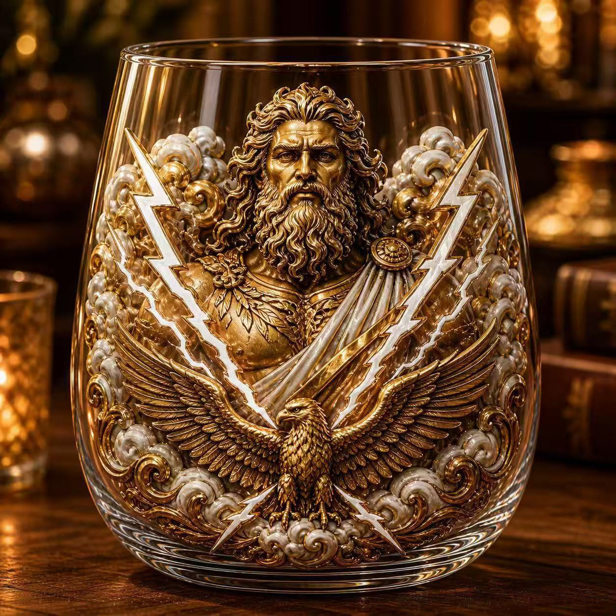 Mythology-Inspired Whiskey Glass for Collector Displays
