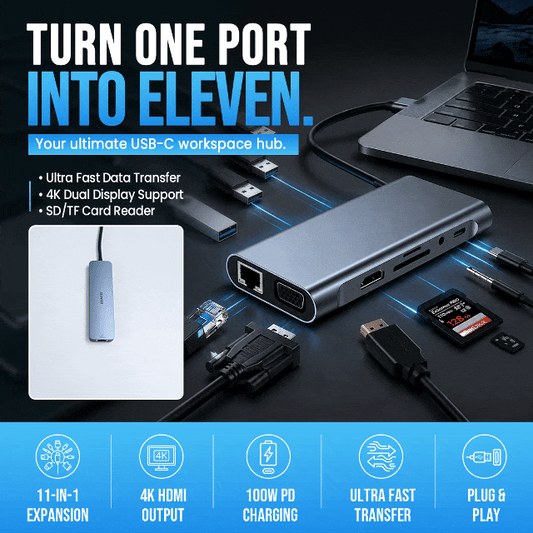 11-in-1 USB-C Laptop Docking Station & Adapter Hub