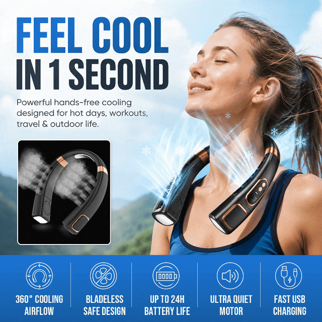 Ice Cooling Wearable Neck Fan USB Rechargeable