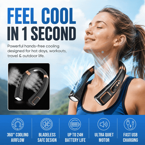 Ice Cooling Wearable Neck Fan USB Rechargeable