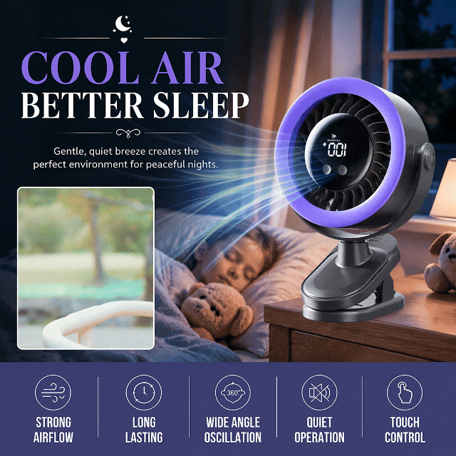 Rechargeable Portable Clip-on Fan