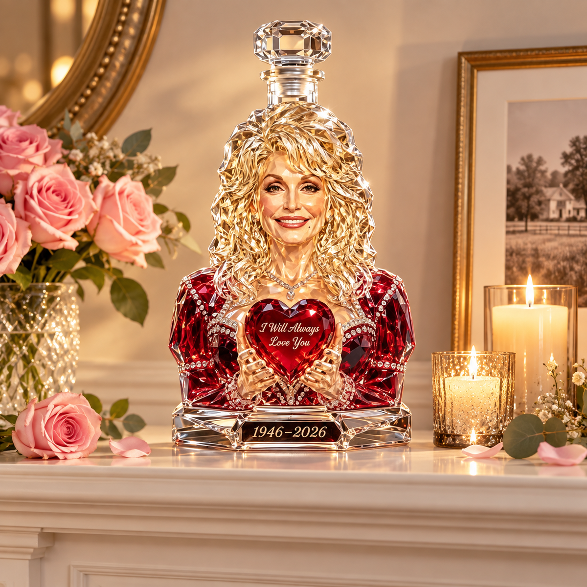 Dolly Parton Tribute Glass Decanter for Country Music Collectors