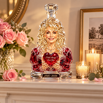 Dolly Parton Tribute Glass Decanter for Country Music Collectors