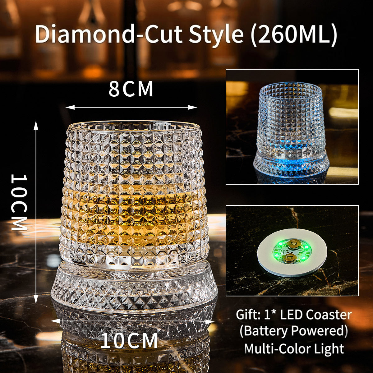 Rotating Whiskey Glass with LED Base – Unique Gift for Men & Home Bar