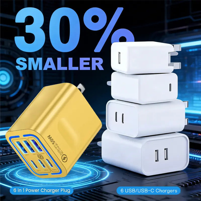 Nintree 6-Port PD Fast Charging Station | Desk Organizer & Power Hub for MacBook/iPhone/Samsung