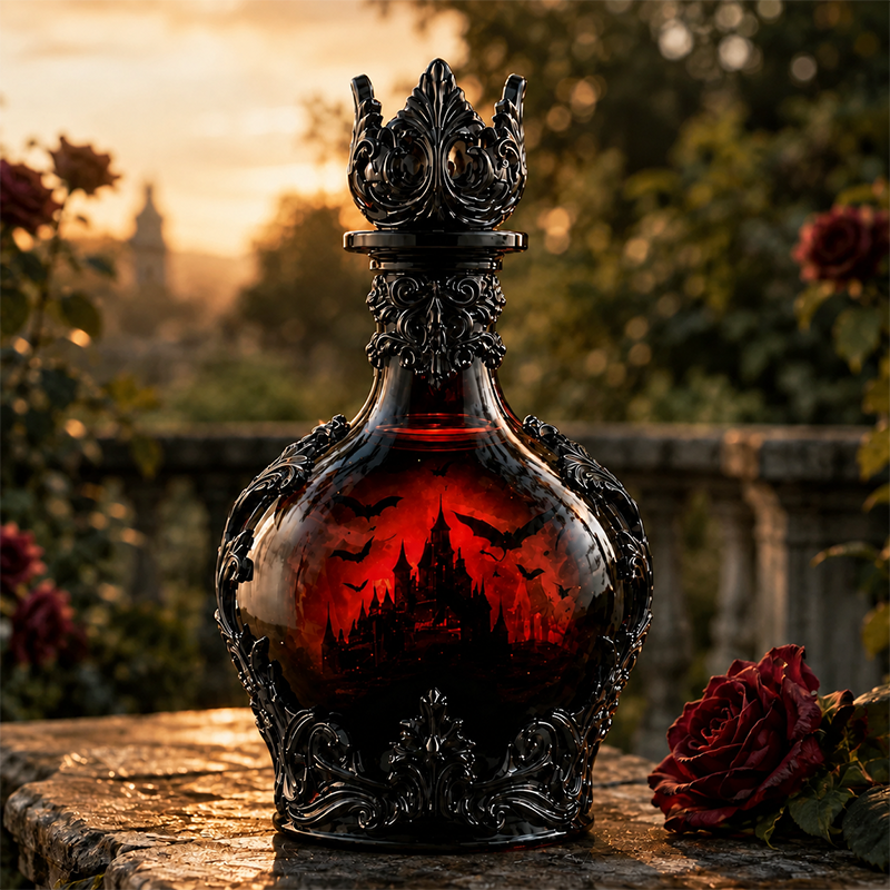 Bat Castle bottle displayed outdoors