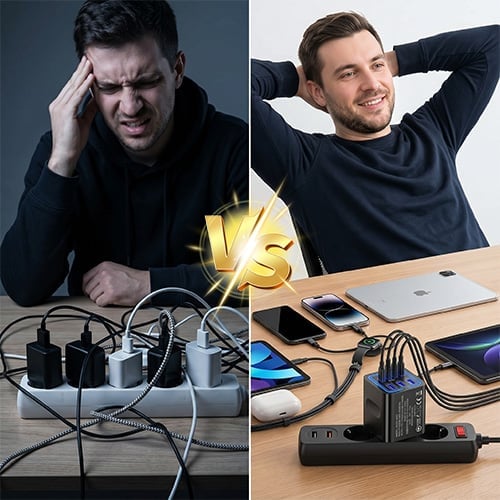 Nintree 6-Port PD Fast Charging Station | Desk Organizer & Power Hub for MacBook/iPhone/Samsung