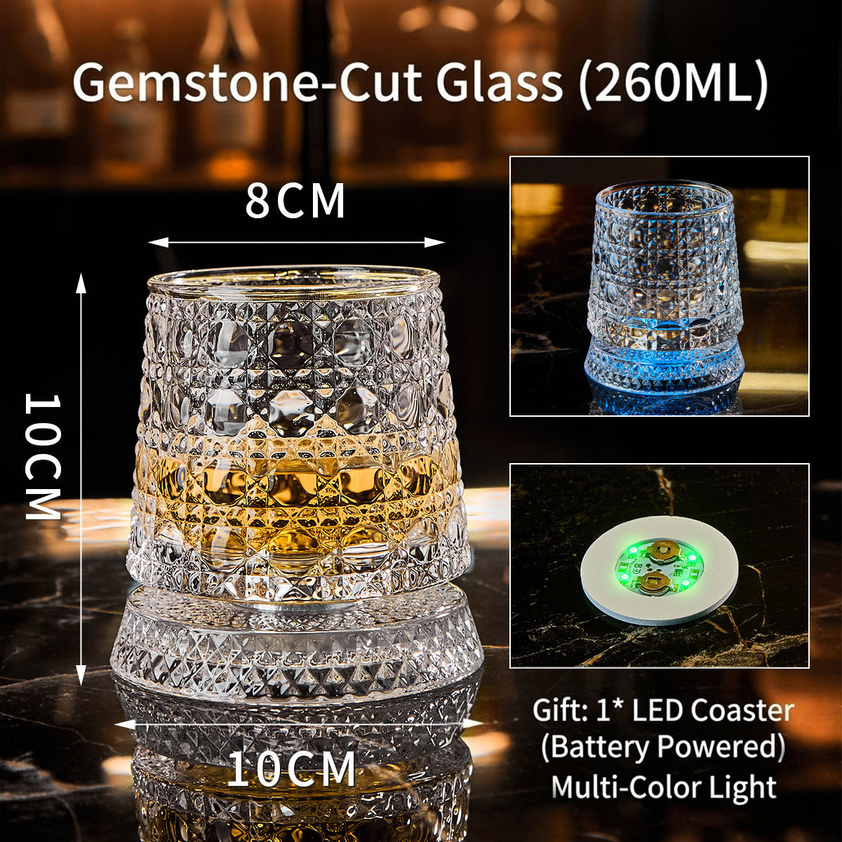 Rotating Whiskey Glass with LED Base – Unique Gift for Men & Home Bar