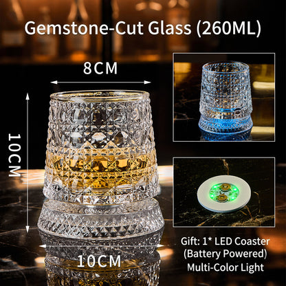Rotating Whiskey Glass with LED Base – Unique Gift for Men & Home Bar