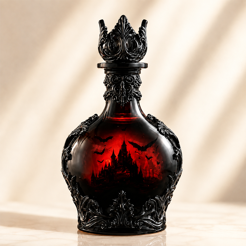 Bat Castle decorative bottle on a light background
