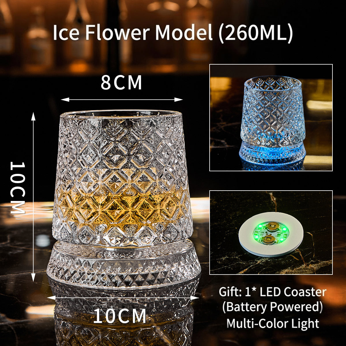 Rotating Whiskey Glass with LED Base – Unique Gift for Men & Home Bar