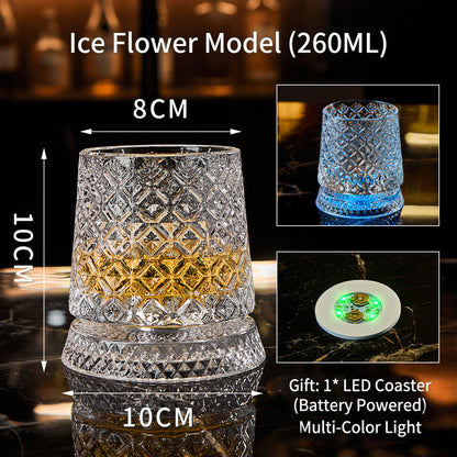 Rotating Whiskey Glass with LED Base – Unique Gift for Men & Home Bar