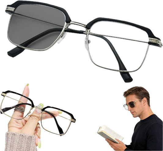 Black & Gold Semi-Rimless Crystal Clear Focus Reading Glasses