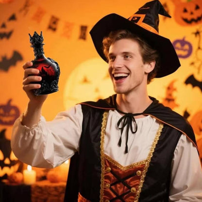 Bat Castle decorative bottle in a costume scene