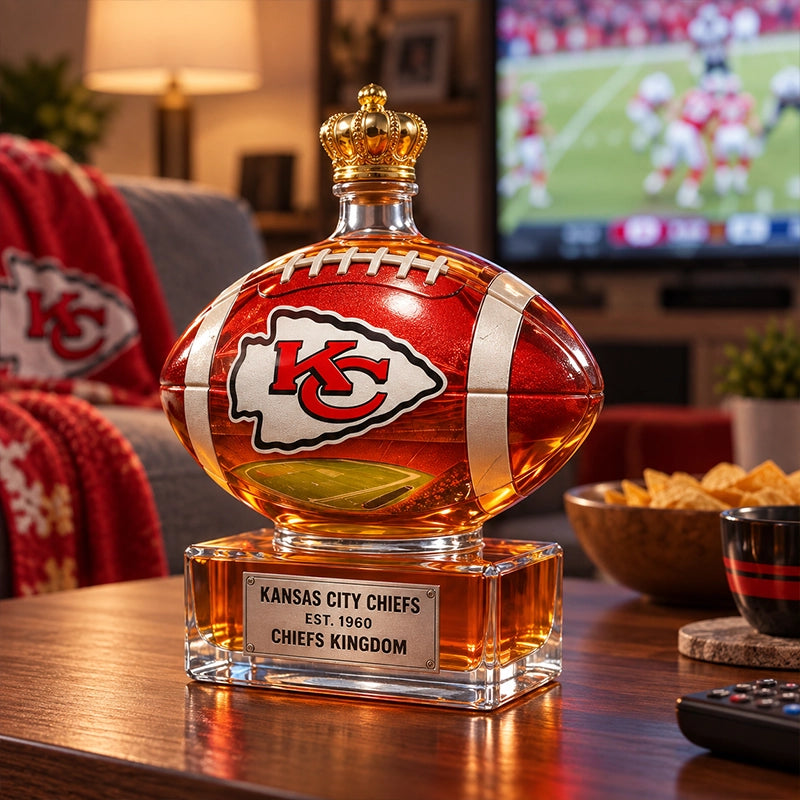Football-Shaped Whiskey Bottle Display