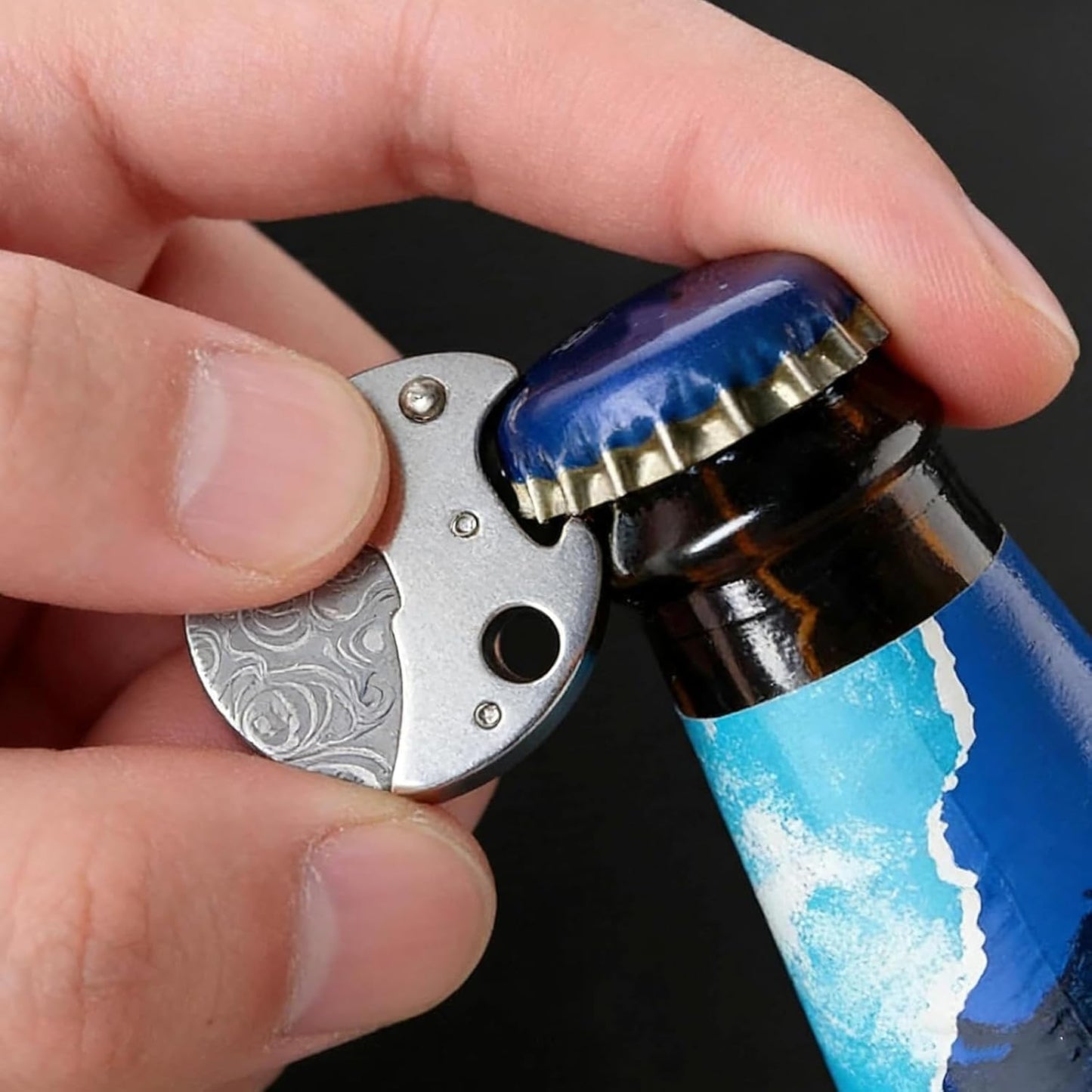 Damascus Steel & Titanium Micro Knife-2Pcs