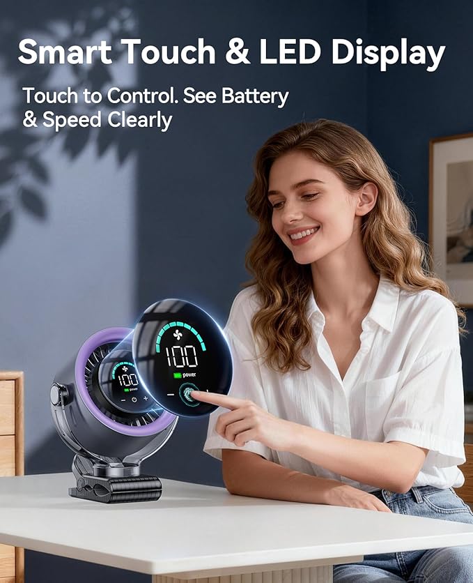 Rechargeable Portable Clip-on Fan