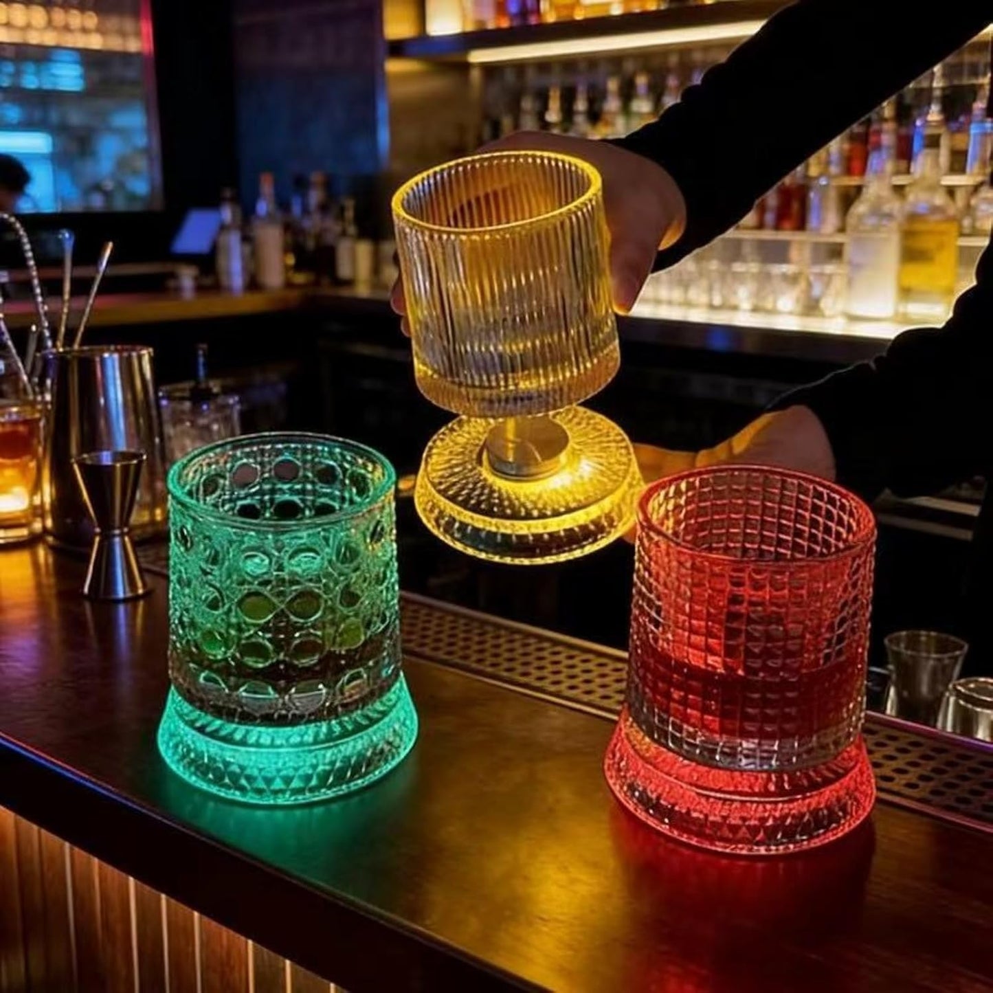 Rotating Whiskey Glass with LED Base – Unique Gift for Men & Home Bar