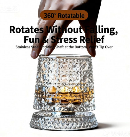 Rotating Whiskey Glass with LED Base – Unique Gift for Men & Home Bar