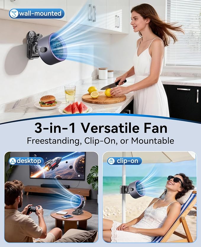 Rechargeable Portable Clip-on Fan