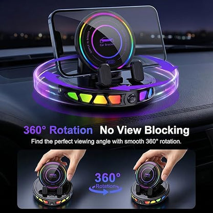RGB Wireless Car Charger Mount, Dashboard Phone Holder