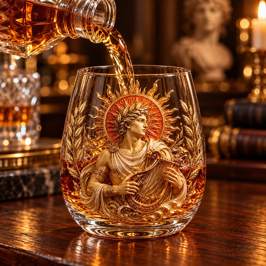 Mythology-Inspired Whiskey Glass for Collector Displays