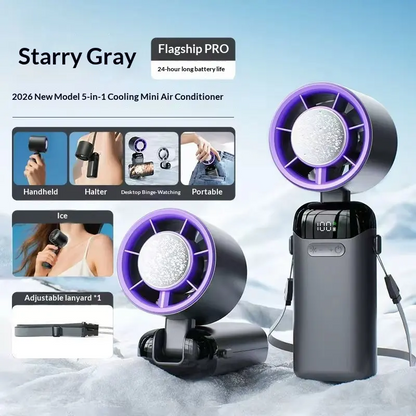 4-in-1 portable refrigeration handheld turbo fan with 200 speed settings