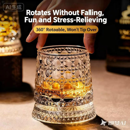 Rotating Whiskey Glass with LED Base – Unique Gift for Men & Home Bar