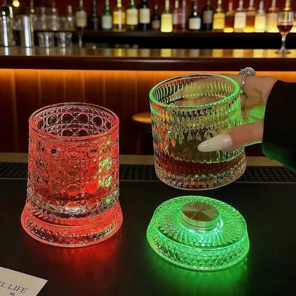 Rotating Whiskey Glass with LED Base – Unique Gift for Men & Home Bar