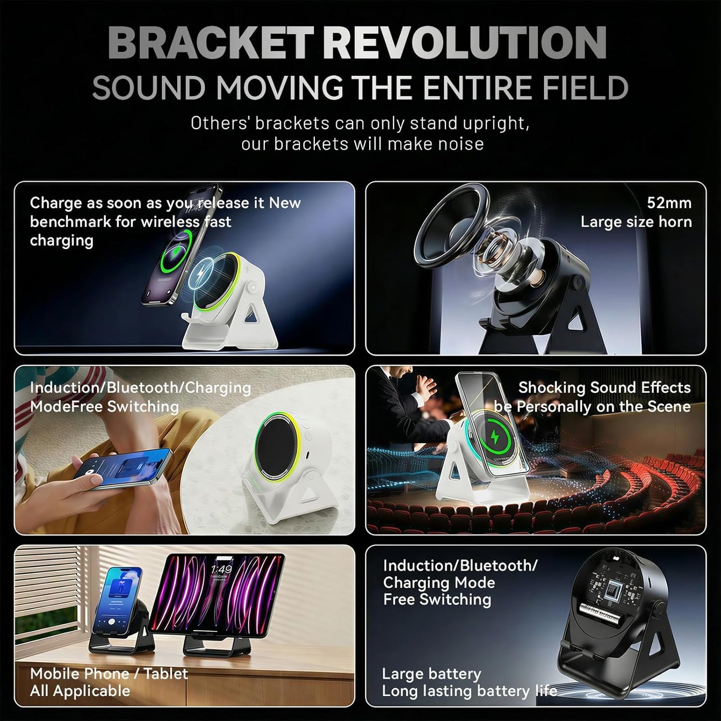 Wireless Induction Speaker with Adjustable Phone Stand