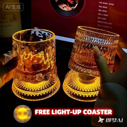 Rotating Whiskey Glass with LED Base – Unique Gift for Men & Home Bar
