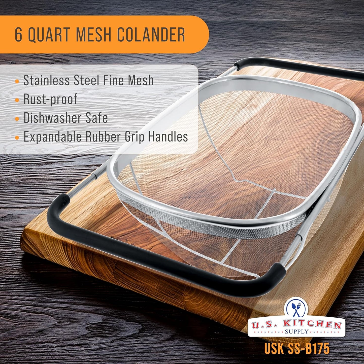 Over the Sink Colander Strainer Basket Stainless Steel