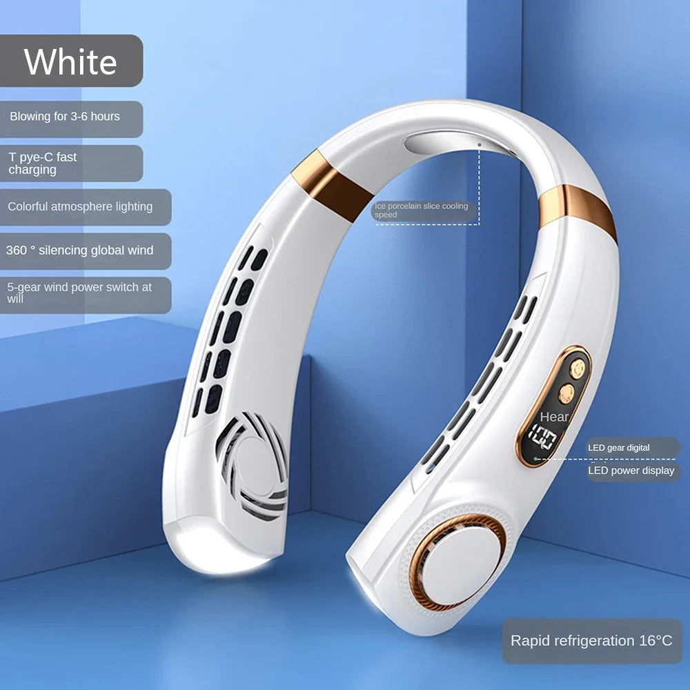 Ice Cooling Wearable Neck Fan USB Rechargeable