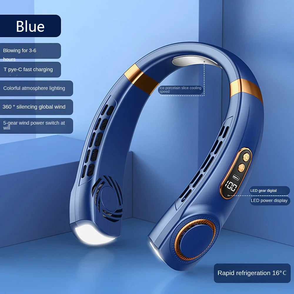 Ice Cooling Wearable Neck Fan USB Rechargeable