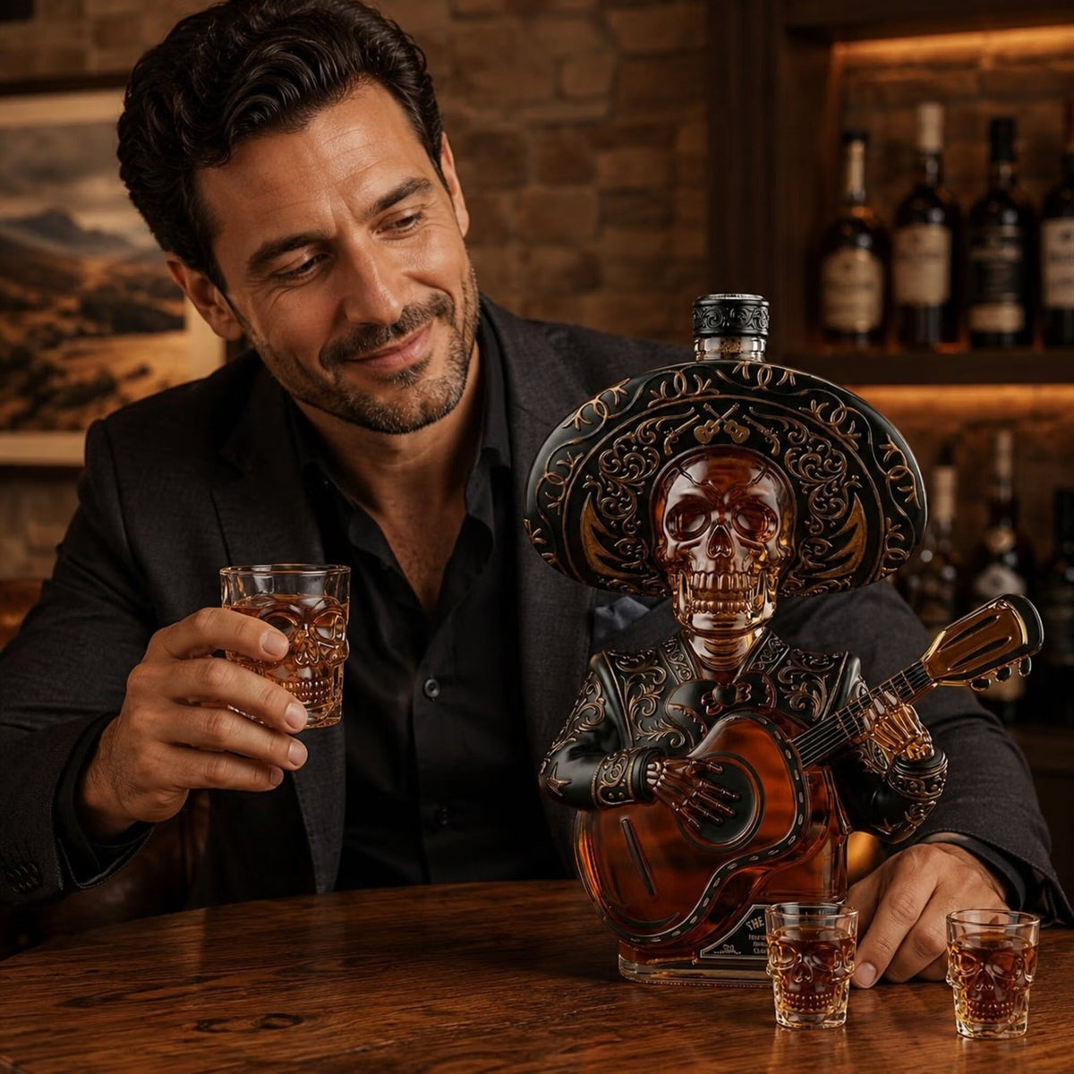Mariachi Skeleton Decanter Set