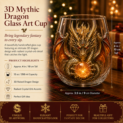 3D Mythic Dragon Art Glass Cup