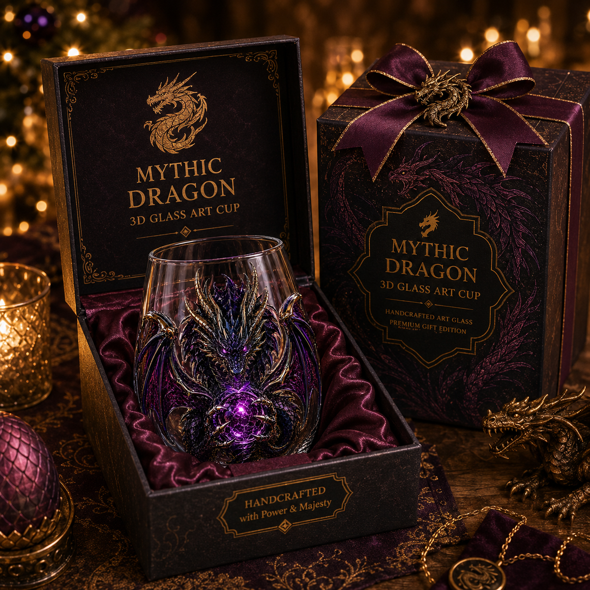 3D Mythic Dragon Art Glass Cup