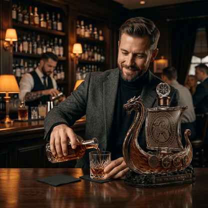 Viking Dragon Ship Glass Whiskey Decanter for Bold Home-Bar Displays