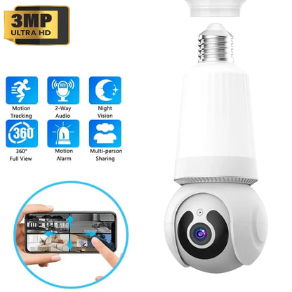 360° Wireless Security Light Bulb Camera with HD Night Vision