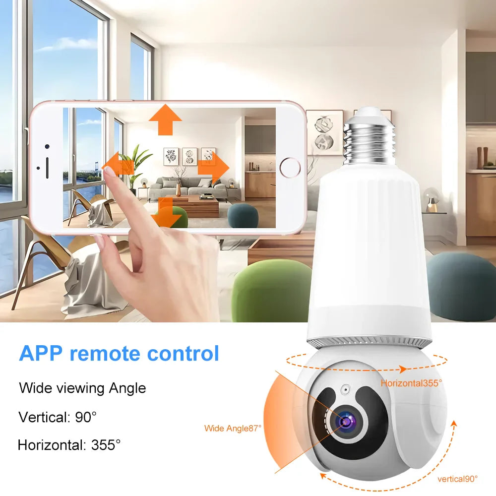 360° Wireless Security Light Bulb Camera with HD Night Vision