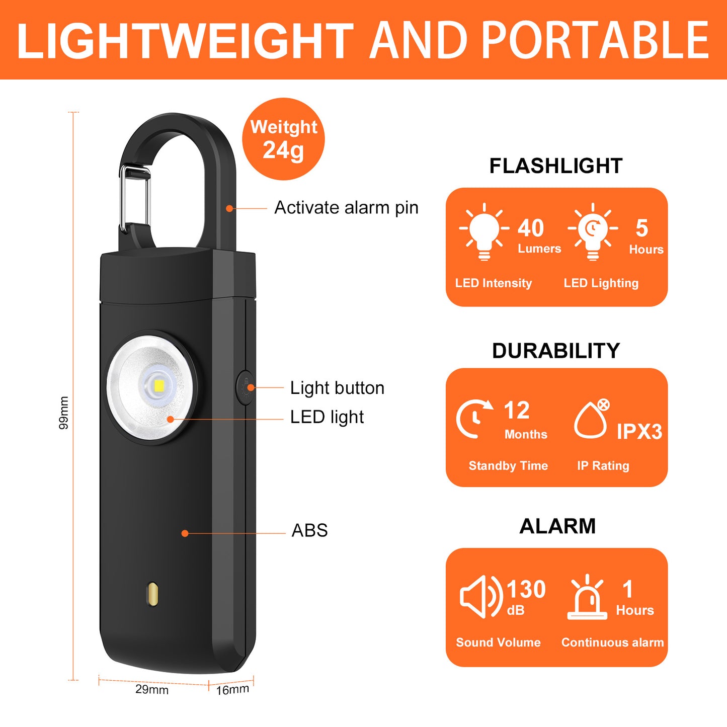 Keychain Rechargeable Personal Safety Alarm
