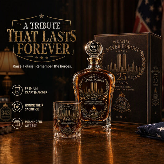9/11 25th Anniversary Memorial Decanter Gift Set