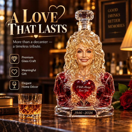 Dolly Parton Tribute Glass Decanter for Country Music Collectors
