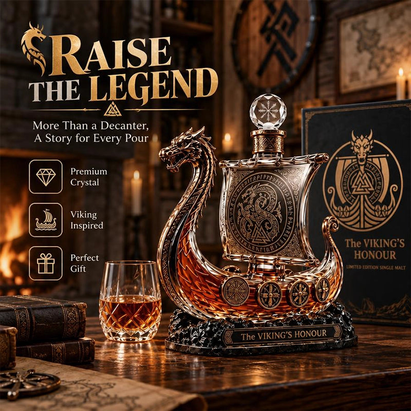 Viking Dragon Ship Glass Whiskey Decanter for Bold Home-Bar Displays