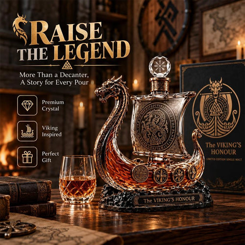 Viking Dragon Ship Glass Whiskey Decanter for Bold Home-Bar Displays