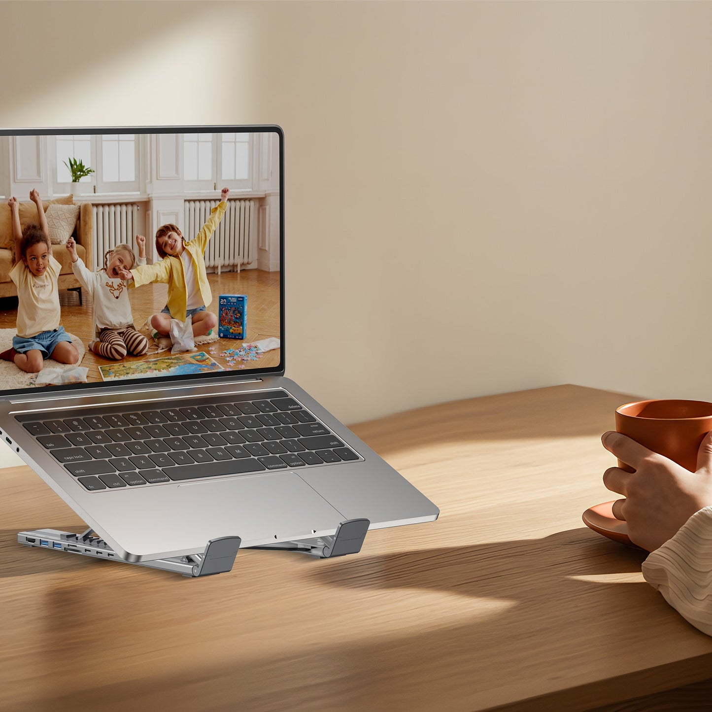 USB-C Foldable Laptop Stand with Docking Station