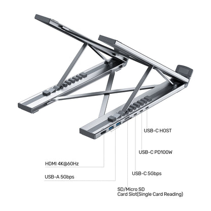 USB-C Foldable Laptop Stand with Docking Station