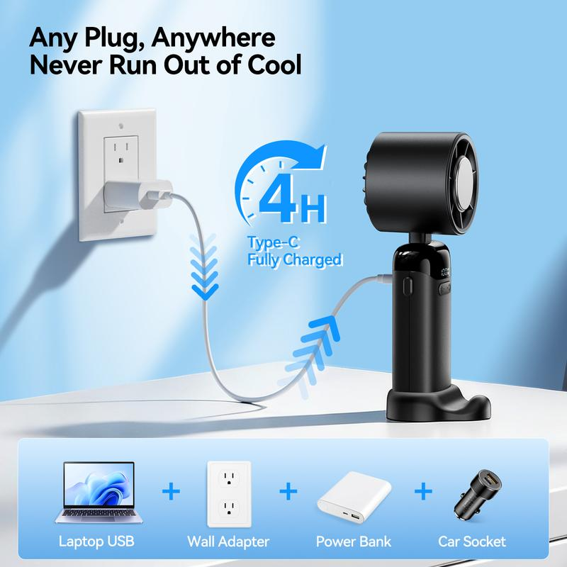 4-in-1 portable refrigeration handheld turbo fan with 200 speed settings