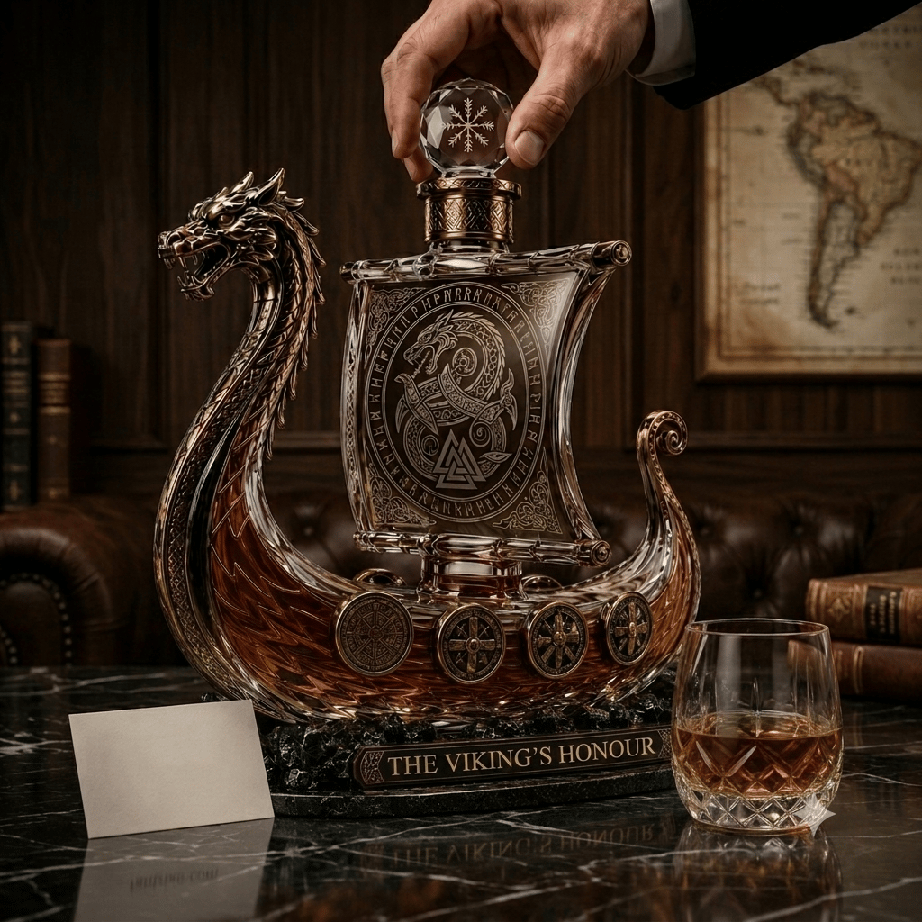 Viking Dragon Ship Glass Whiskey Decanter for Bold Home-Bar Displays – image 3
